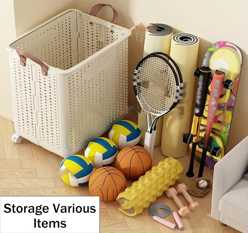 Foldable Laundry Hamper with Wheels – Large Dirty Clothes Basket with Lid for Bedroom Bathroom Dorm RV Home Storage Organizer