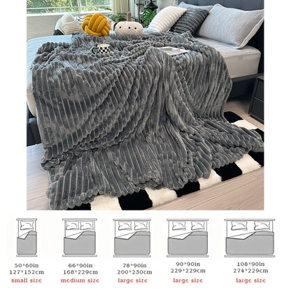 Faux Rabbit Fur Fleece Blanket Ultra-Soft 3D Double-Sided Throw – All-Season Plush Blanket for Bed, Couch & Travel, Multi-Color in 4 Sizes: White, Pink, Gray, Khaki, Purple & More