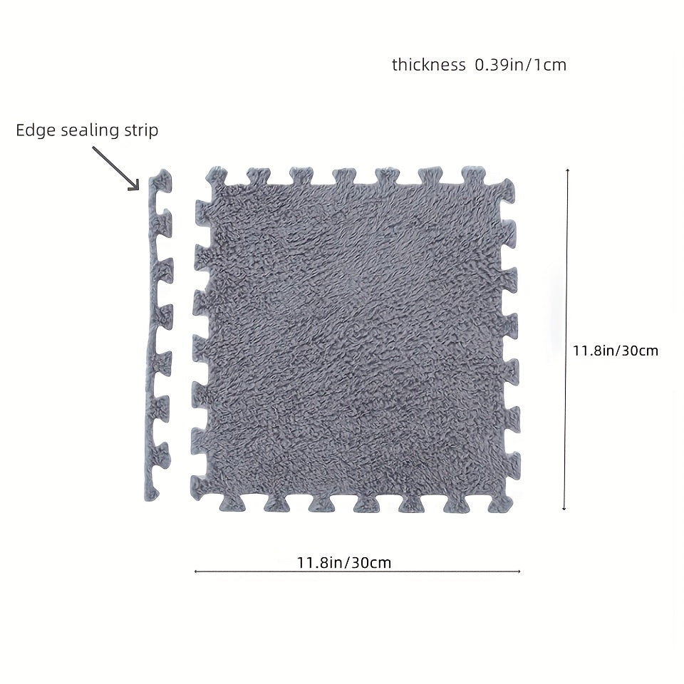 Interlocking Foam Floor Tiles 12pcs EVA Non-Slip Washable – Soft Solid Color Puzzle Mat for Bedroom Living Room Kids Play Area Pet Space, Grey Pink Apricot Purple