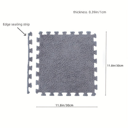 Interlocking Foam Floor Tiles 12pcs EVA Non-Slip Washable – Soft Solid Color Puzzle Mat for Bedroom Living Room Kids Play Area Pet Space, Grey Pink Apricot Purple