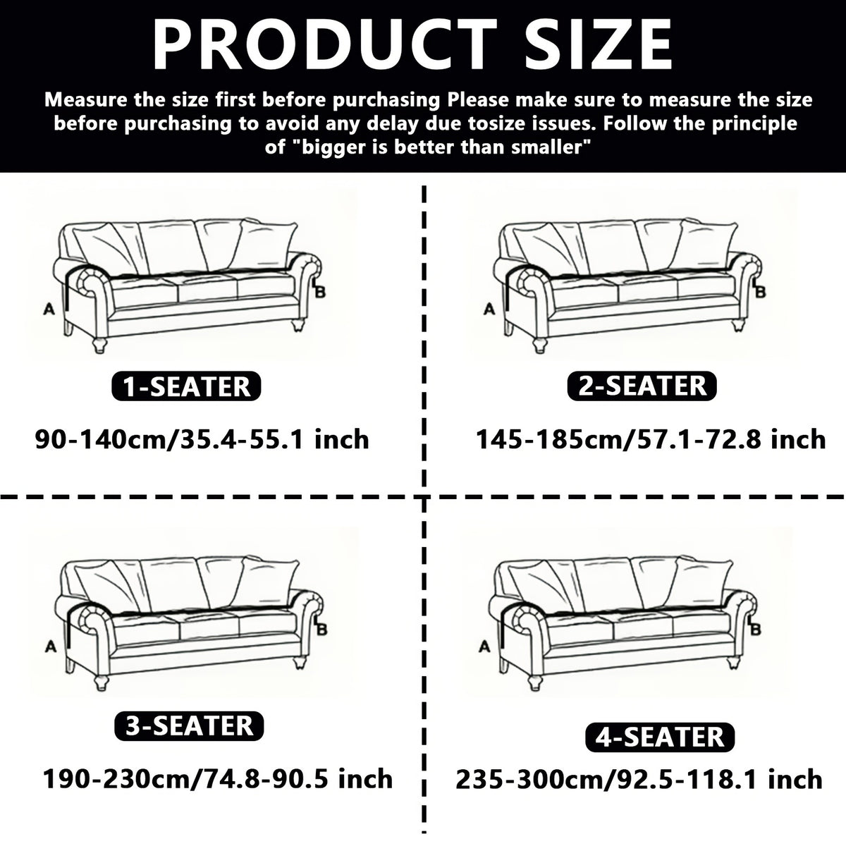 Stretch Sofa Cover with Elastic Band – Milk Fiber Slipcover, Machine Washable, Fits 1 to 4-Seater Sofas & Armchairs, Red Gray Blue Black Coffee