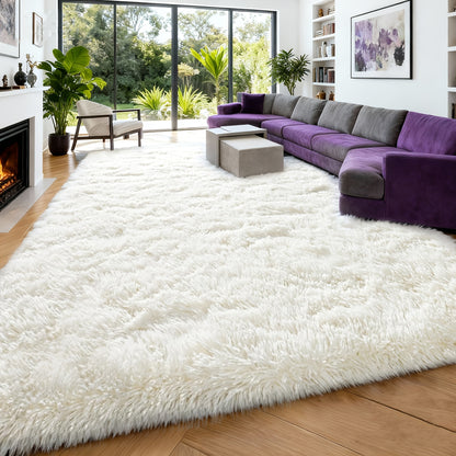 Machine Washable Shag Rug Super Soft Thick Plush Non-Slip Fluffy Carpet for Bedroom Living Room Study Dorm - 3x5 5x7 6x9 8x10 Ft - White Pink Gray Blue Green Black Home Decor Christmas Gift