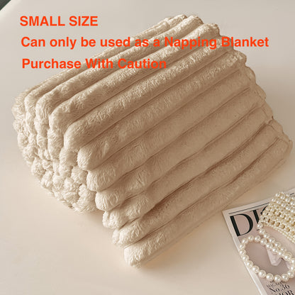 Soft Flannel Throw Blanket Rabbit Fur Texture Jacquard Geometric Pattern for Bed Couch Sofa - Cozy All Season Fleece Blanket for Nap Camping Office, Gift for Friends & Family (Ivory, Dark Gray, Pink, Linen)