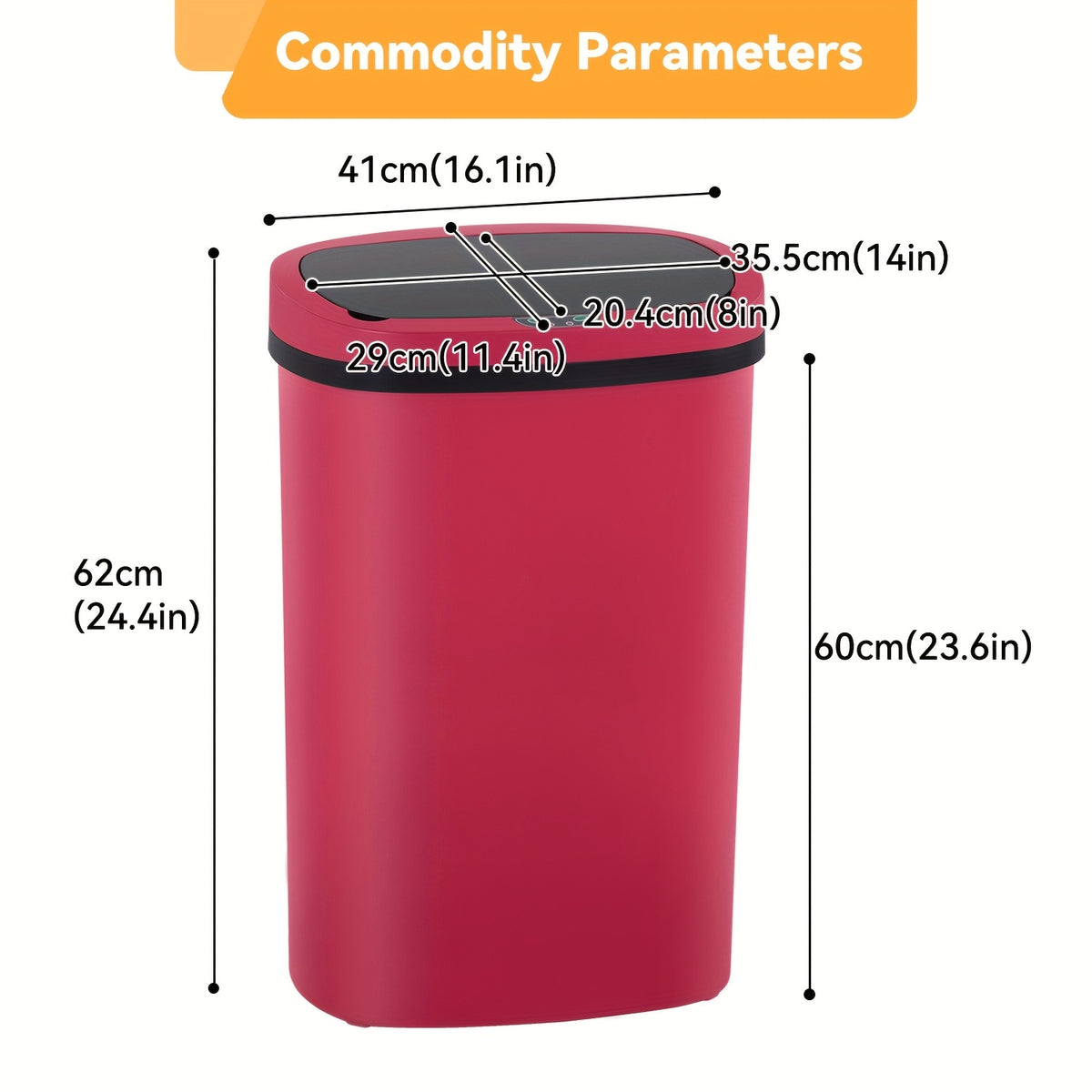 13 Gallon Touchless Motion Sensor Trash Can 50L – Automatic Smart Garbage Can for Kitchen, Office, Bedroom & Living Room, Plastic & Stainless Steel, Multiple Colors