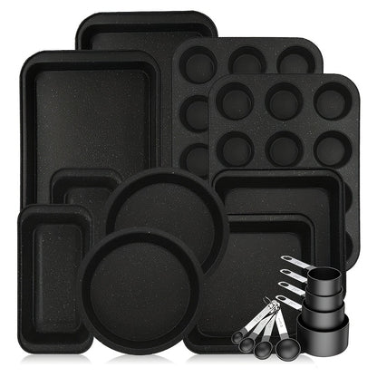 Nonstick Bakeware Set with Baking Pans – Oven-Safe Baking Sheets, Cake Pan, Muffin Pan, Loaf Pan, Roast Pan & Cookie Sheet – Complete Kitchen Baking Supplies with Rack, Whisks & Spatulas (2–24pcs)