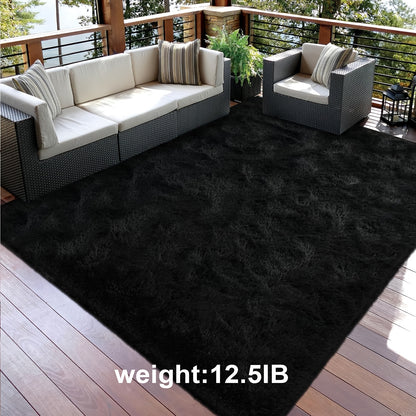 Fluffy Area Rug Non-Slip Soft Plush Carpet for Living Room Bedroom Kitchen Bathroom – Modern Home Decor Floor Mat Easy to Clean – Multiple Sizes & Colors Coffee Gray Black