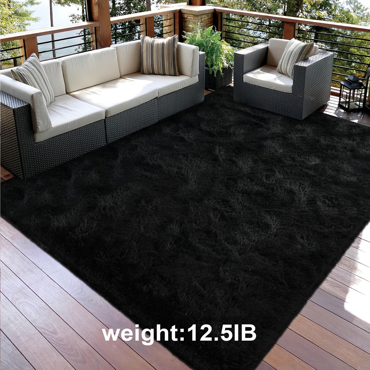 Fluffy Area Rug Non-Slip Soft Plush Carpet for Living Room Bedroom Kitchen Bathroom – Modern Home Decor Floor Mat Easy to Clean – Multiple Sizes & Colors Coffee Gray Black