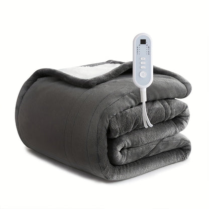 Heated Blanket Electric Flannel with 8 Heat Settings & 10-Hour Auto Off Timer, PTC NTC Dual Overheat Protection, Machine Washable Electric Blanket Throw Twin Full Queen King for Bed Couch Sofa