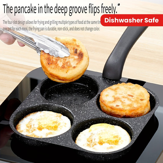 Non-Stick Omelette Pan 4-in-1 Cast Iron Frying Pan – Dishwasher Safe, Electric & Gas Stove Compatible, Perfect for Pancakes, Eggs & Breakfast Cooking