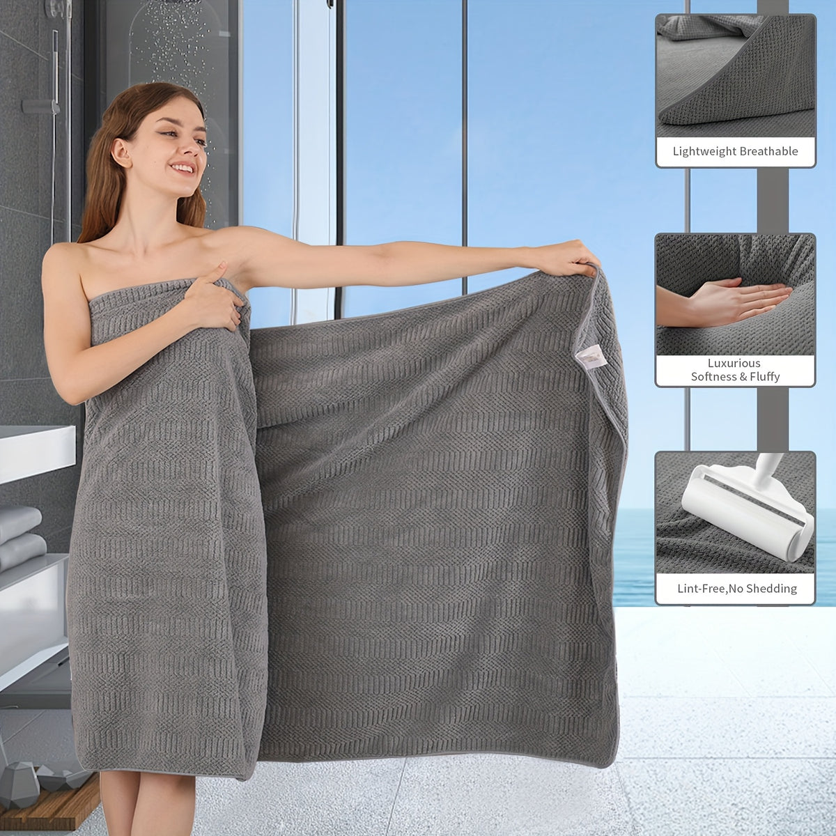 Oversized Bath Towel Set Microfiber XL – Super Absorbent Quick Dry Extra Large Bath Sheets for Family & Hotel, Soft Plush Shower Towels, 4-Piece & 8-Piece Sets, Multiple Colors & Patterns