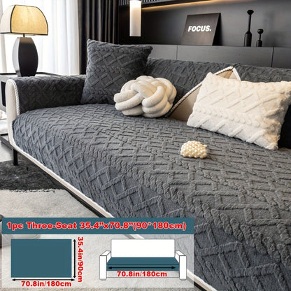 Sofa Cover Plush Couch Protector | Shu Velveteen Jacquard Knit Fabric Slipcover, Machine Washable Anti-Slip, Separate Seating for Living Room Bedroom Office, Modern Style Home Decor