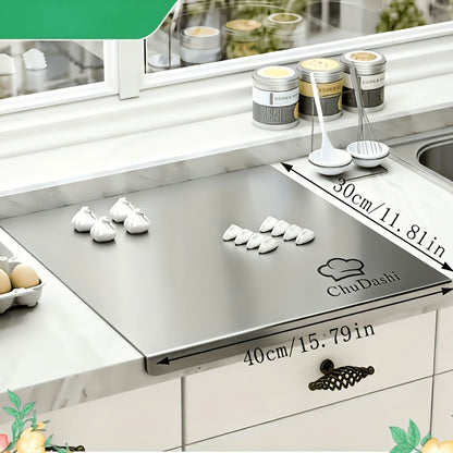 304 Stainless Steel Cutting Board Kitchen Meat Chopping Board, Hygienic Non-Porous Knife Board for Meat, Fish & Vegetables, Easy-Clean Kitchenware – 5 Sizes Available