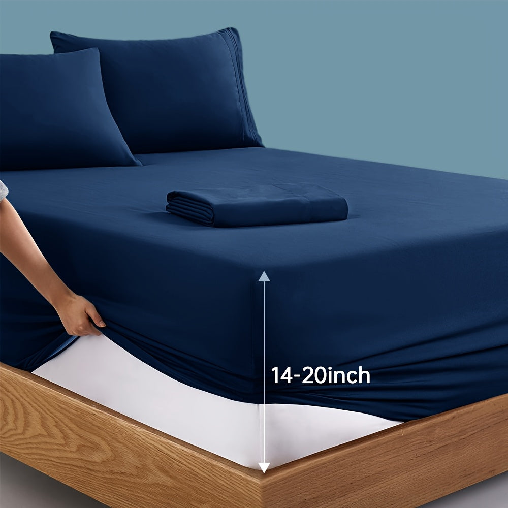 Deep Pocket Bed Sheets Set 4 Piece Hotel Luxury 2000 Thread Count Microfiber Fitted Sheet Twin Full Queen King Up to 20 Inch – 8 Colors Soft Breathable Wrinkle Resistant Bedding