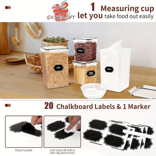 Airtight Food Storage Containers with Lids 10 Pack – Large BPA-Free Cereal & Pantry Organizer Set for Flour Sugar Rice, Includes Measuring Cup Labels & Marker, Kitchen Organization Canisters