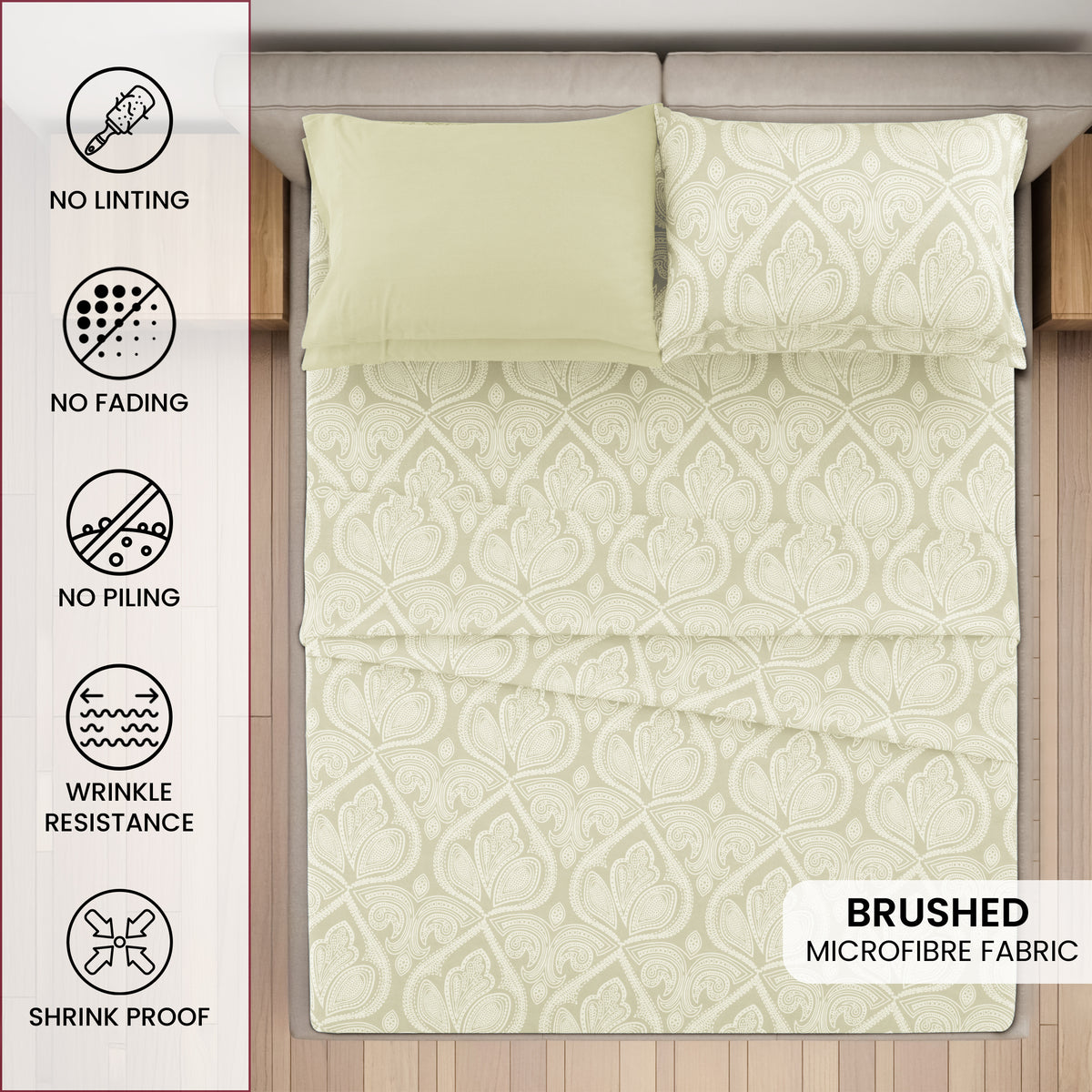 Deep Pocket Fitted Sheet Set 4-Piece Microfiber Soft Brushed Polyester Wrinkle Free Bed Sheets 10 Colors Twin Full Queen King California King