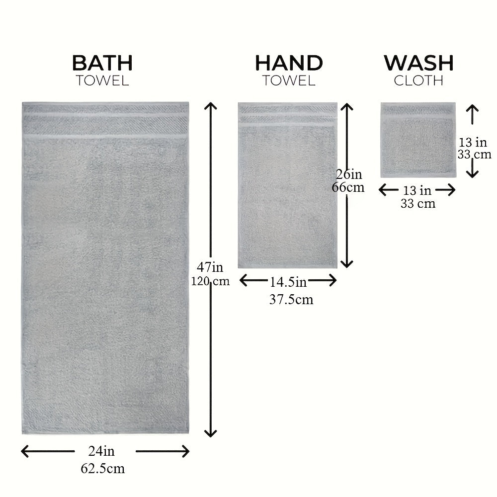Bath Towel Set 12 or 24 Piece Hotel Quality Cotton Highly Absorbent Quick Dry – Bath Towels Hand Towels Washcloths for Hotel Spa Gym Home Bathroom Dark Gray White Orange Blue Purple Navy