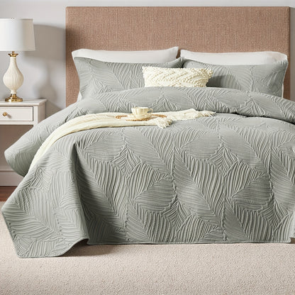 Coin Pattern Quilt Set 2/3 Piece – Lightweight Microfiber Bedspread Soft All-Season Coverlet with Pillow Cases, Twin Full Queen King, Modern Style Bedroom Comforter Set Multiple Colors & Random Color