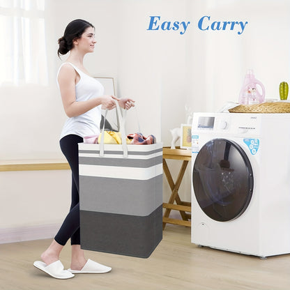 Collapsible Laundry Hamper Set of 3 with Easy Carry Handles, Freestanding Tall Clothes Basket 75L 100L for Bedroom Dorm Bathroom, Foldable Fabric Laundry Baskets