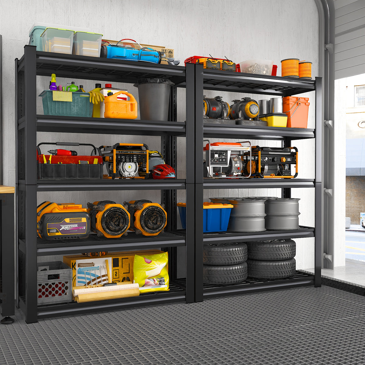 Heavy Duty Metal Shelving Unit 5-Tier 72"H 2000LBS Garage Storage Shelf 35.5"W x 72"H x 15.8"D – Adjustable Steel Wire Rack for Garage Basement Pantry Kitchen Utility, No Bolts Easy Assembly