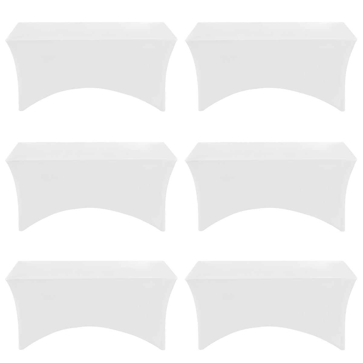Spandex Table Covers 6ft Fitted Stretch Tablecloths 6 Pack – Wrinkle Resistant Washable Rectangular Table Cloth for Wedding Party Banquet Graduation Event, Black or White