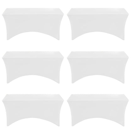 Spandex Table Covers 6ft Fitted Stretch Tablecloths 6 Pack – Wrinkle Resistant Washable Rectangular Table Cloth for Wedding Party Banquet Graduation Event, Black or White