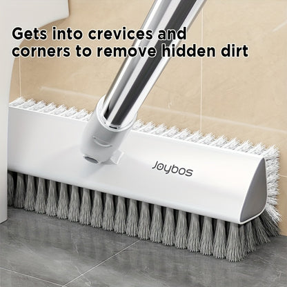 Long Handle Floor Scrub Brush 52 Inch V-Shaped Triangle Head Double-Sided Stiff Bristles Deep Clean Tile Grout Bathroom Kitchen Patio Corner Gaps Ergonomic Crevice Cleaning Brush