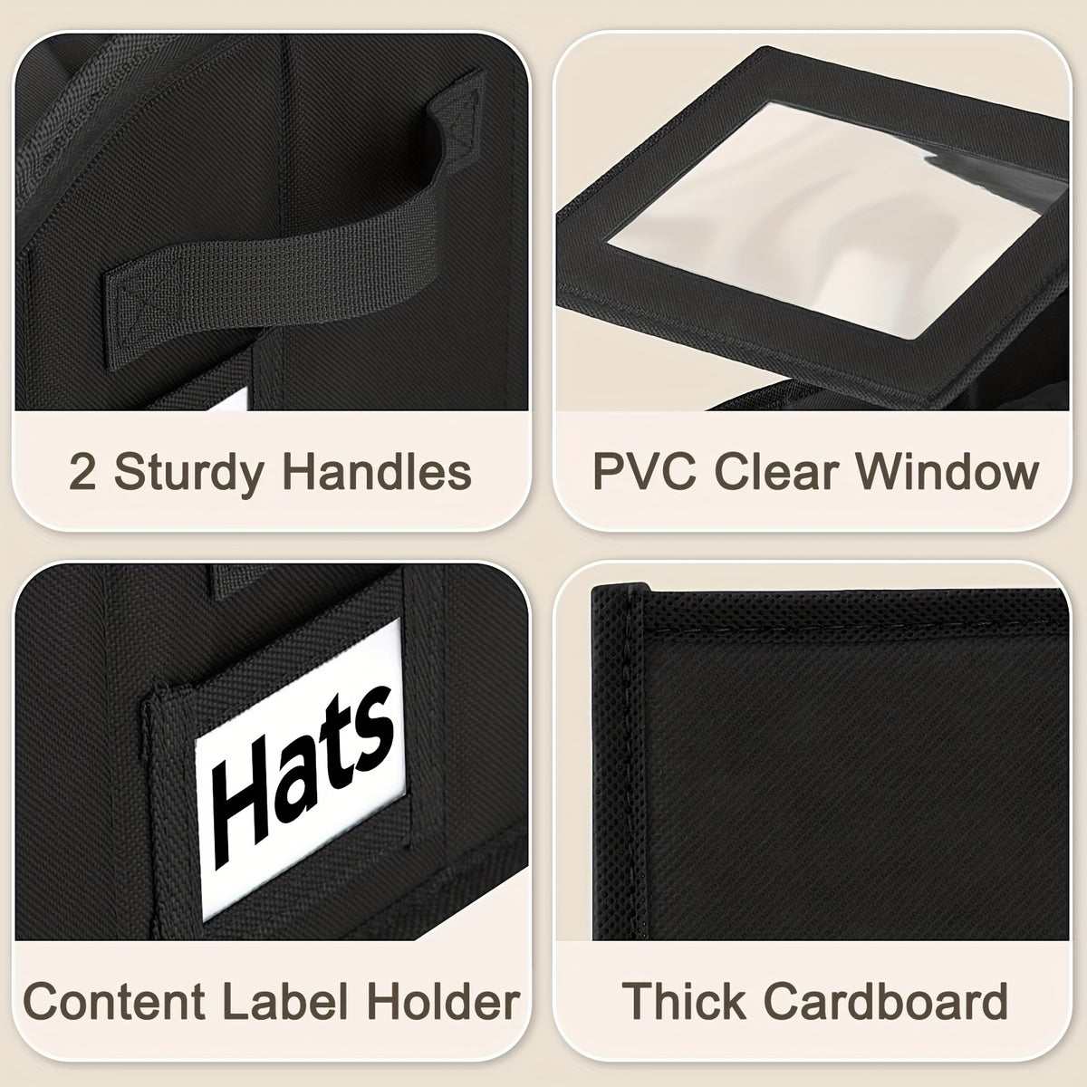 Stackable Hat Storage Box for Baseball Caps Holds Up to 30 Caps – 1 or 2 Pack Closet Hat Organizer with Cardboard Dividers for Women & Men