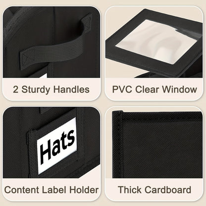 Stackable Hat Storage Box for Baseball Caps Holds Up to 30 Caps – 1 or 2 Pack Closet Hat Organizer with Cardboard Dividers for Women & Men