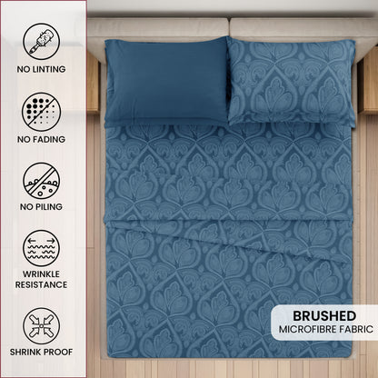 Deep Pocket Fitted Sheet Set 4-Piece Microfiber Soft Brushed Polyester Wrinkle Free Bed Sheets 10 Colors Twin Full Queen King California King