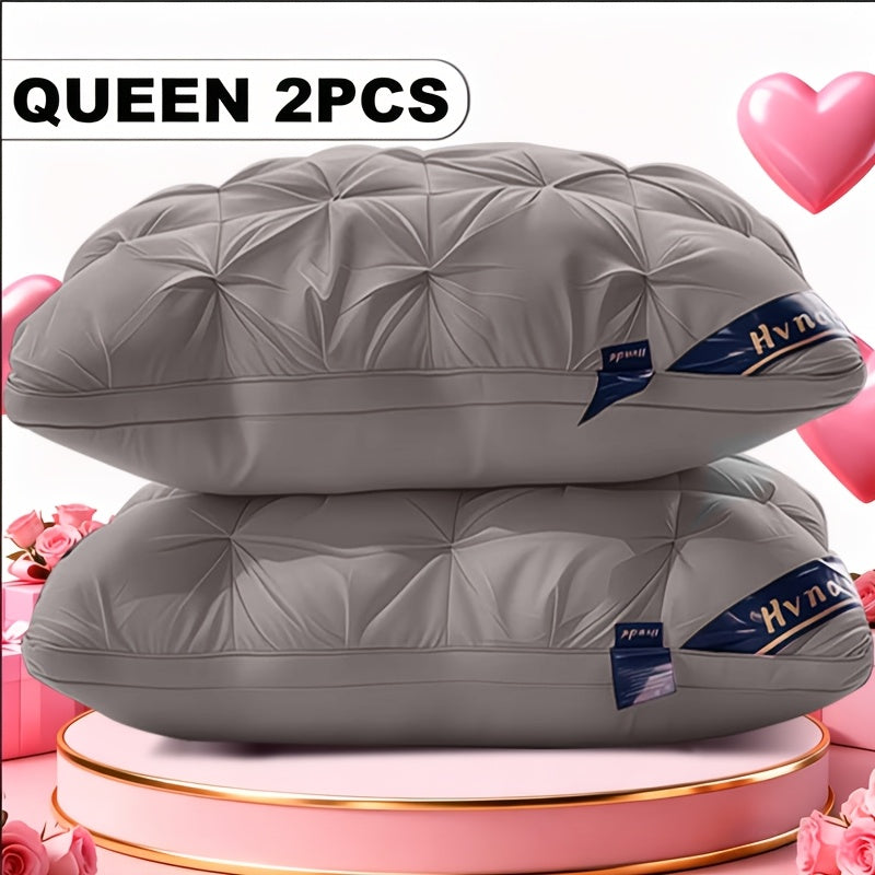 Luxury Hotel Quality Pillows 2 Pack Hypoallergenic Soft Plush Fill Breathable Cooling for Deep Sleep Side Back Sleepers Queen King Size All Season Machine Washable Bedroom Pillows
