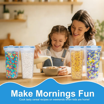 Pour Spout Food Storage Containers 4 Pack Extra Large 4L/135oz – BPA-Free Airtight Pantry Canisters for Cereal Flour Rice Nuts Grains, Includes Free Labels & Marker Pen, Kitchen Pantry Organization