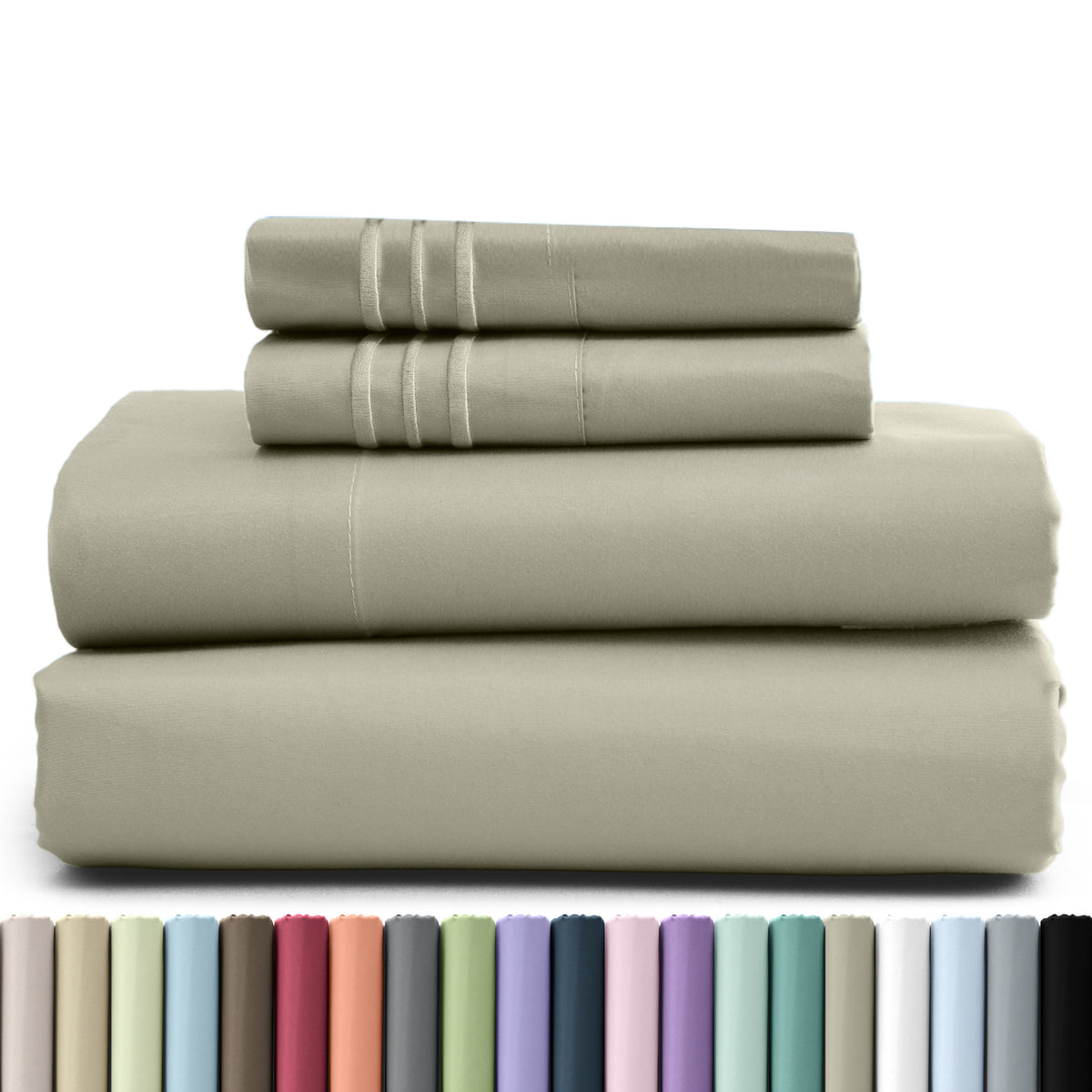 1800 Series Bed Sheets Set 4 Pieces – Brushed Microfiber Deep Pocket Sheet Set with Pillowcases, Cooling & Breathable Bedding for All Seasons, Fade Resistant, Fits Mattresses Up to 16 Inches