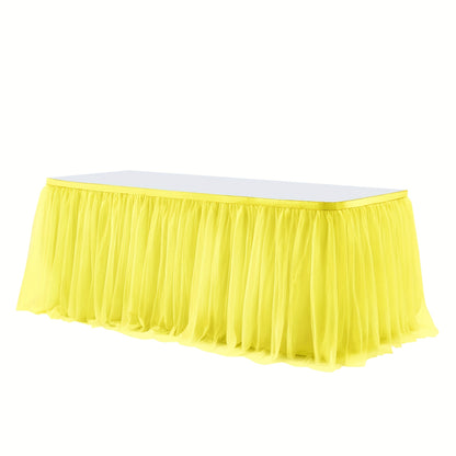 Tulle Table Skirt 6Ft Ruffle Tutu Tablecloth for Rectangle & Round Tables, Princess Birthday Party Cake Dessert Table Decoration, Easy Hook Install, 10 Colors – Pink White Black & More