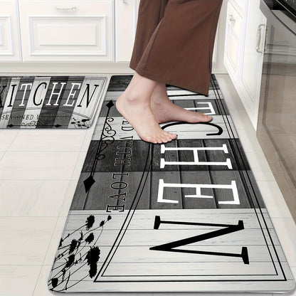 Kitchen Mat Printed Absorbent Non-Slip Durable Floor Mat for Kitchen Door Hallway Entryway Laundry Room, Modern Decorative Kitchen Rug Carpet Mat Easy to Clean