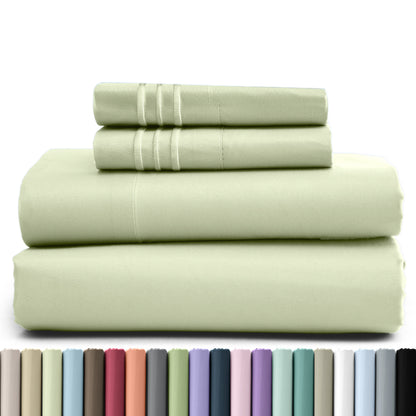 1800 Series Bed Sheets Set 4 Pieces – Brushed Microfiber Deep Pocket Sheet Set with Pillowcases, Cooling & Breathable Bedding for All Seasons, Fade Resistant, Fits Mattresses Up to 16 Inches
