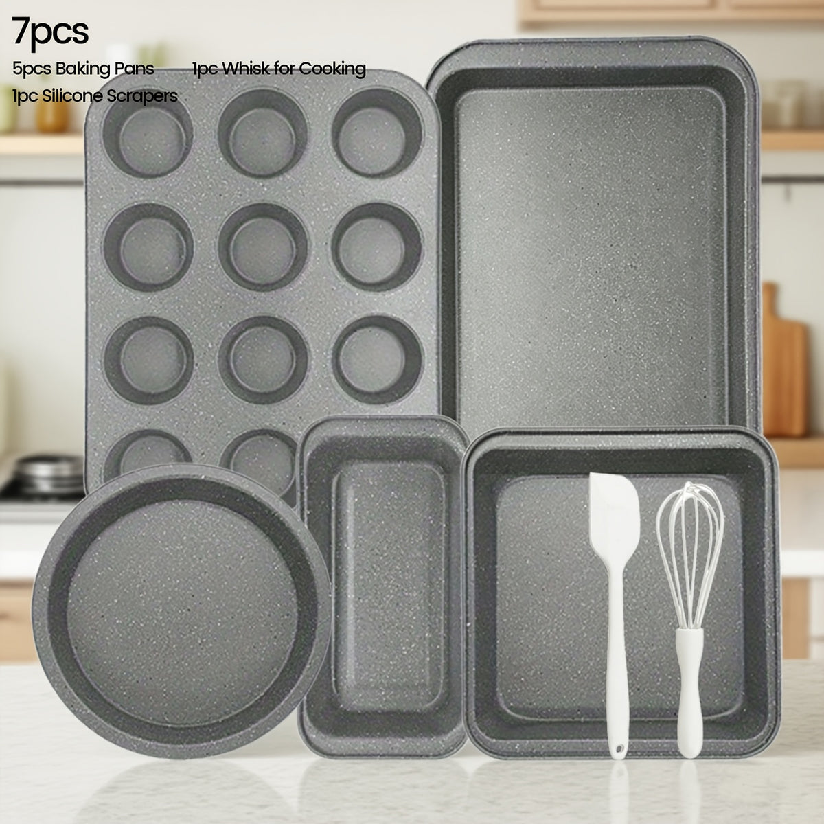 Nonstick Bakeware Set with Baking Pans – Oven-Safe Baking Sheets, Cake Pan, Muffin Pan, Loaf Pan, Roast Pan & Cookie Sheet – Complete Kitchen Baking Supplies with Rack, Whisks & Spatulas (2–24pcs)