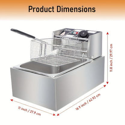 Commercial Electric Deep Fryer Dual Basket 3.17 Gal 5000W High Power Adjustable Temperature 140-392°F Rotating Fryer Heads - Restaurant Grade Home Kitchen Countertop Oil Fryer