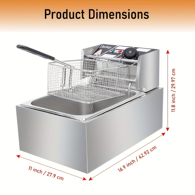 Commercial Electric Deep Fryer Dual Basket 3.17 Gal 5000W High Power Adjustable Temperature 140-392°F Rotating Fryer Heads - Restaurant Grade Home Kitchen Countertop Oil Fryer