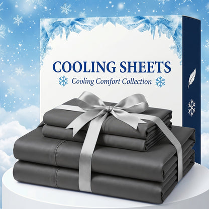 Bamboo Fiber Bed Sheet Set – Extra Deep Pocket Cooling Breathable Luxury Hotel Sheets Soft Wrinkle-Resistant Fitted Sheet Flat Sheet & Pillowcases Twin Full Queen King in 12 Colors