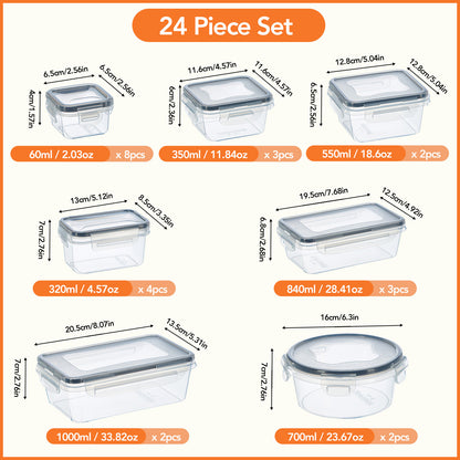Food Storage Containers with Lids Airtight – Plastic Meal Prep Container Set for Kitchen Pantry Organization, Lunch, Picnic & Travel, BPA-Free, Comes with Labels & Marker (12/24/48 Pcs)