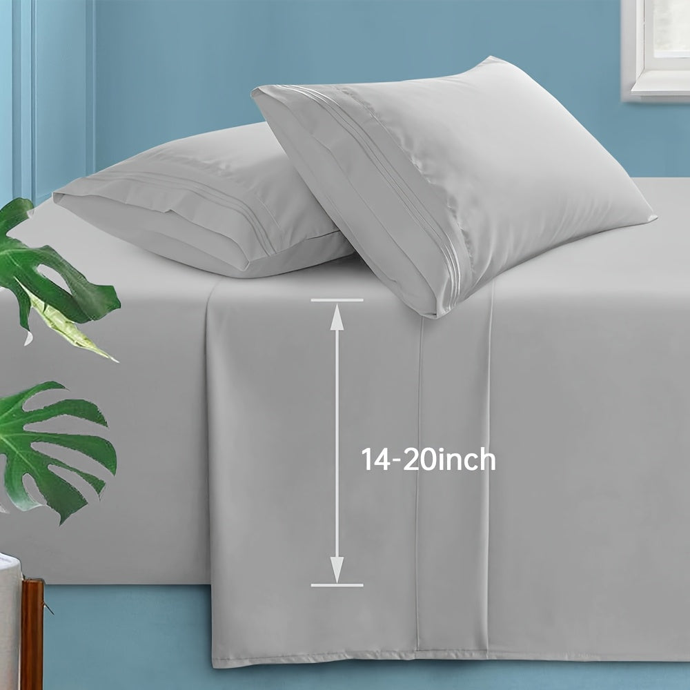 Deep Pocket Bed Sheets Set 4 Piece Hotel Luxury 2000 Thread Count Microfiber Fitted Sheet Twin Full Queen King Up to 20 Inch – 8 Colors Soft Breathable Wrinkle Resistant Bedding