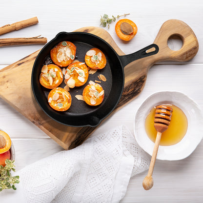 Cast Iron Skillet Set 3 Piece Pre-Seasoned – Non-Stick Heavy Duty Frying Pan with Drip Spout, Teflon-Free Natural Seasoning, Induction Gas Oven Campfire Safe, Perfect for Home RV Camping Holiday Cooking