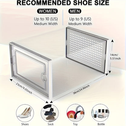 Stackable Shoe Boxes Clear Plastic with Lid Foldable Sneaker Storage Organizer – Space-Saving Transparent Shoe Rack Containers for Entryway & Bedroom, 6, 12 & 24 Pack in White, Black & Grey
