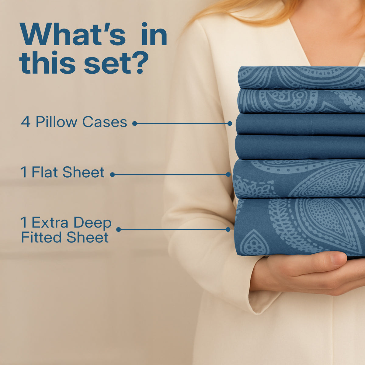 Deep Pocket Fitted Sheet Set 4-Piece Microfiber Soft Brushed Polyester Wrinkle Free Bed Sheets 10 Colors Twin Full Queen King California King