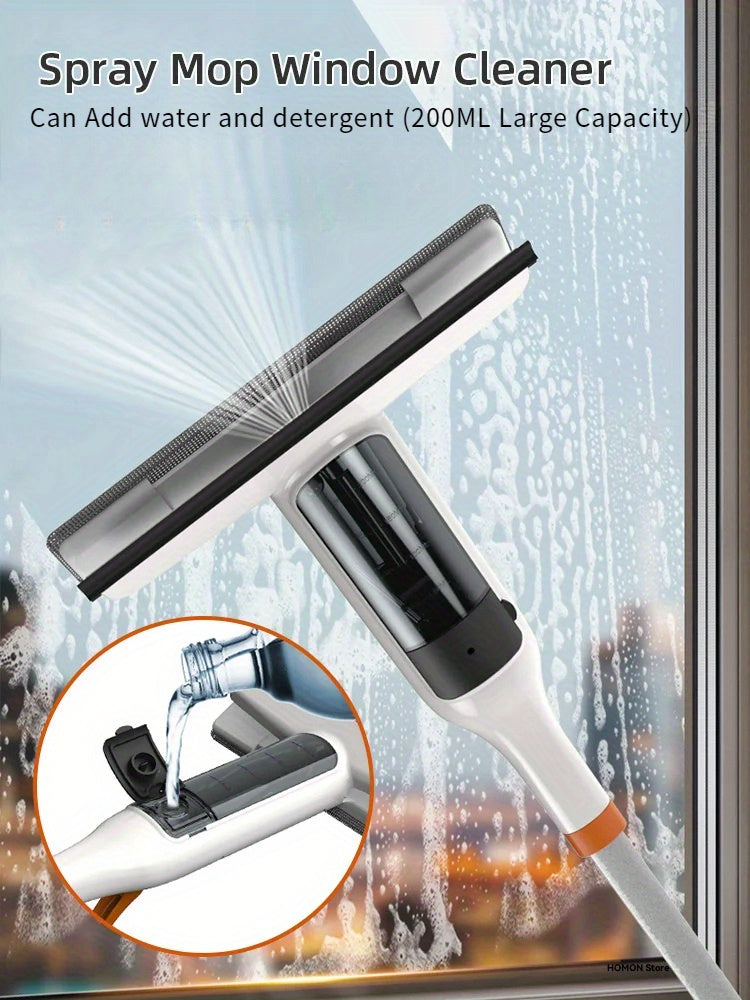 Window Cleaning Kit 3-in-1 Spray Bottle Scrubber & Squeegee with Metal Pole for High Windows, Shower Doors, Glass & Car Windshields – All-in-One Home Glass Cleaner Tool
