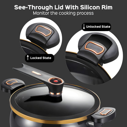 Non Stick Soup Pot Large Capacity 1.85 Gallon with Twist Lock Handle – Multifunctional Stew Cooking Pot for Gas Stove Induction Cooker Open Flame, Fry Boil Stew Bake