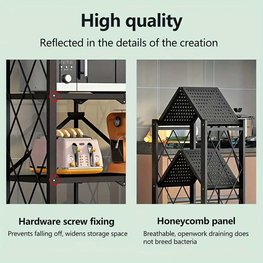 Rolling Storage Rack with Wheels 3 4 5 Tier Foldable Metal Shelving Unit Heavy Duty 50 lbs Per Shelf – Mobile Floor Standing Storage Shelf for Office Home Living Room Garage Black White