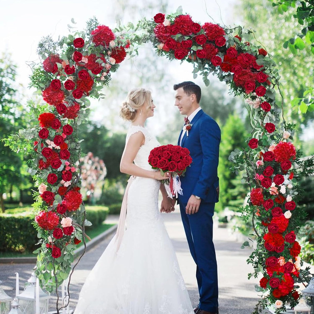 Artificial Roses Bulk with Long Stems Real Touch Velvet Fake Rose Flowers for Wedding Centerpieces, Bridal Bouquet, Valentine's Day, Mother's Day & Home Decor – 50 or 100 Pcs (Red, White, Pink, Black, Blue)