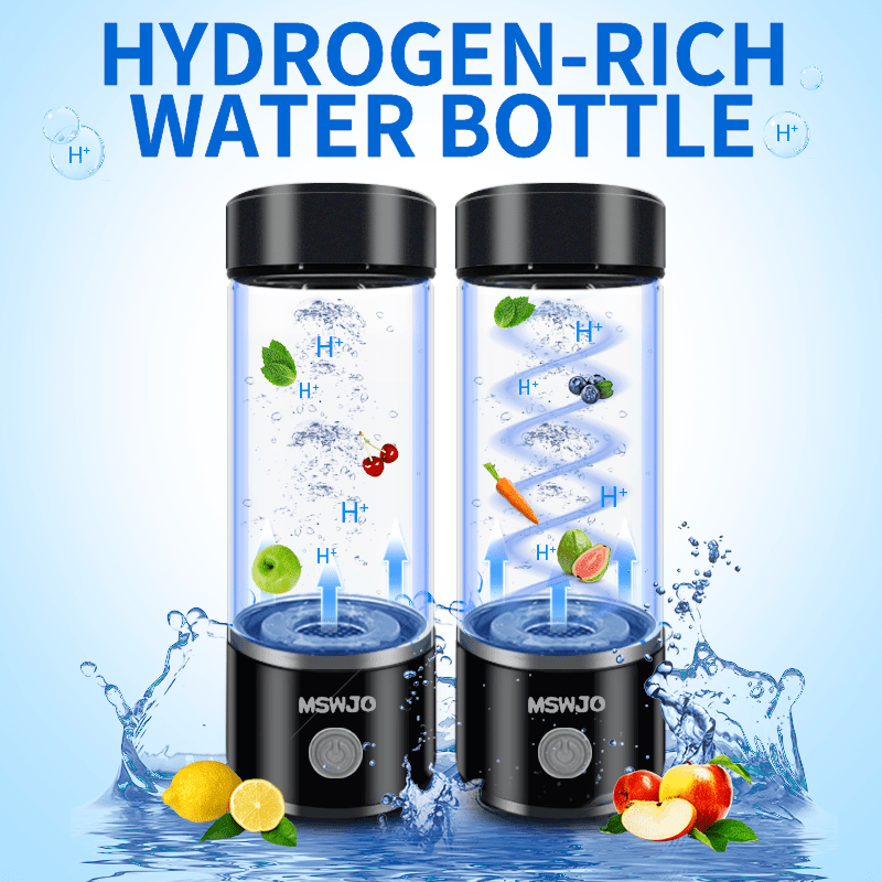 Hydrogen Water Bottle Generator 420ml SPE PEM Technology, Portable Water Ionizer Produces 1600ppb Hydrogen-Rich Water in 3 Min, Borosilicate Glass Hydro Water Machine for Office Travel Fitness