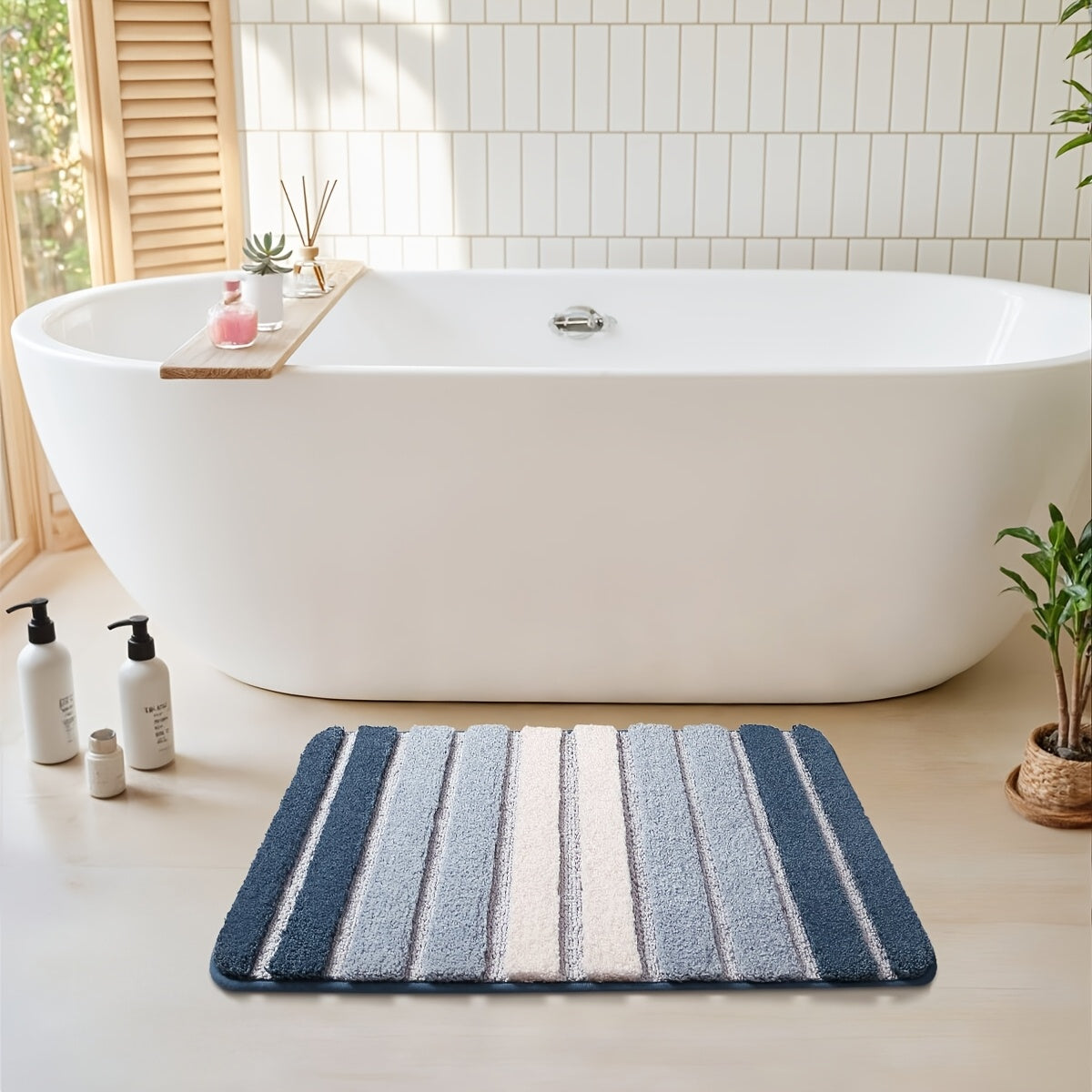 Extra Thick Chenille Bath Rug Non-Slip Absorbent Luxury Bathroom Mat – Soft Plush Pile, Machine Washable, Multiple Colors & Sizes for Bathroom Decor